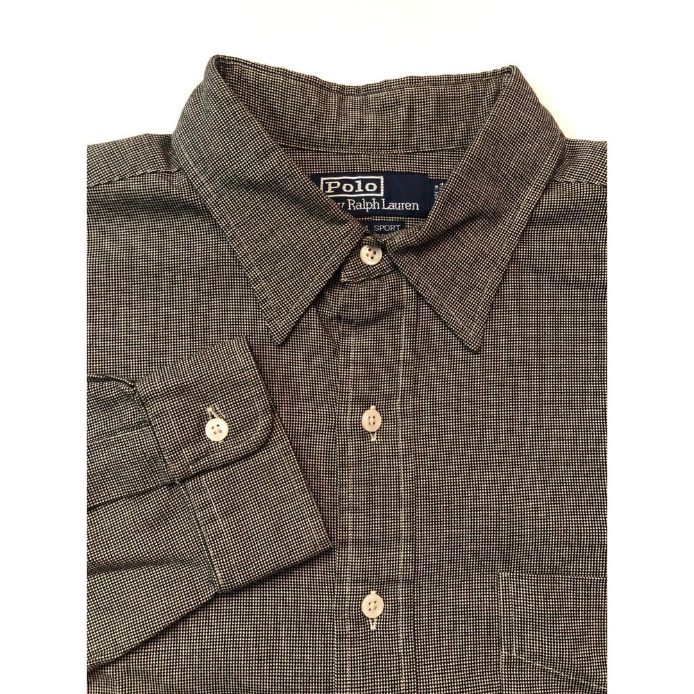 Ralph Lauren Polo Men's LARGE Brown Casual Long Sleeve Button Up Shirt
